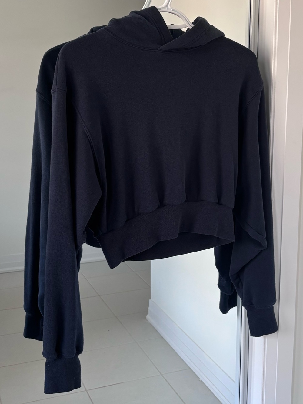 The Constant Cropped Oversized Hoodie in Navy